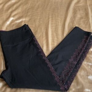 Calvin Klein New Performance Black Leggings, Pink Crystals both sides, Size XL
